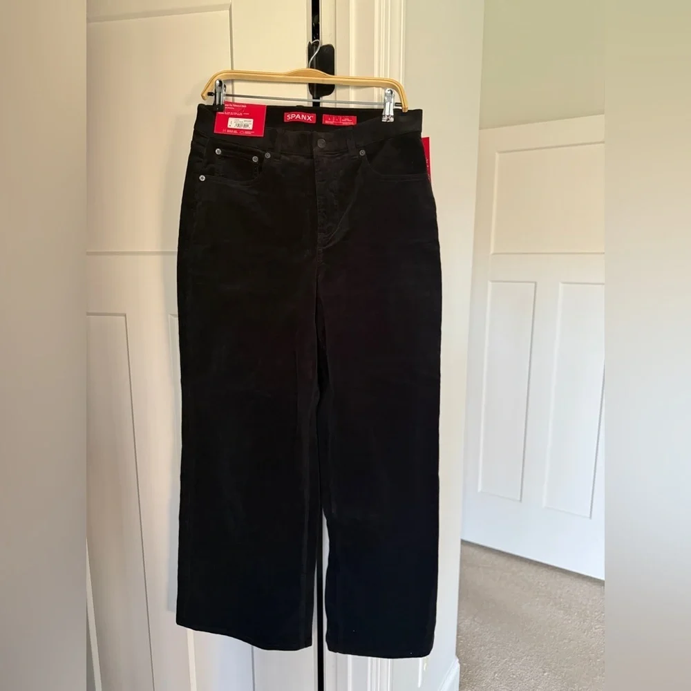 NWT SPANXshape Spanx Authentic 360 Corduroy Wide Leg Jeans Classic Black New‎